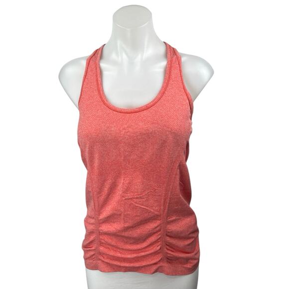 Athleta Women's Orange Swifty Tech Ruched Racerback Athletic Tank Top Size M - Picture 1 of 3